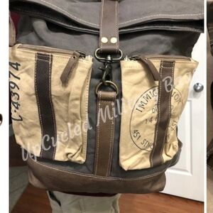 Upcycled Vintage-Inspired Roll Top Military Canvas Backpack